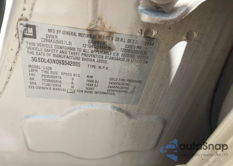 2009 Saturn Vue V6 Xe из США, поврежденный, VIN 3GSDL43N09S542085